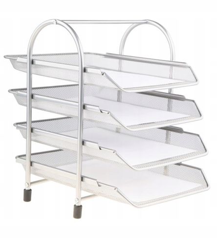 Organizer z szufladami półka na dokumenty Net 4A metal srebrna + klips 19mm na Arena.pl