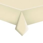 Obrus papierowy kremowy ecru w białe kropki, 120x180 cm