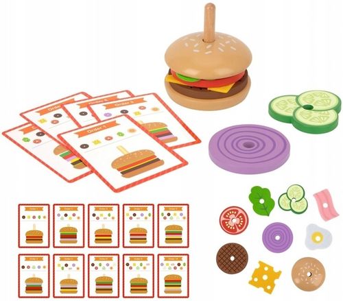 WOOPIE GREEN Drewniany Burger Układanka Klocki Kanapka Karty Klocki 15 na Arena.pl