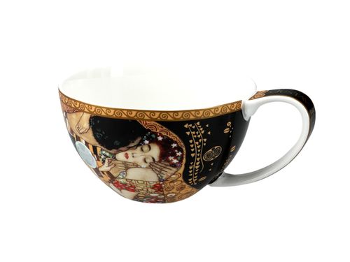 Filiżanka ze spodkiem - G. Klimt, Pocałunek, czarne tło (CARMANI) na Arena.pl