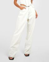 BOOHOO SPODNIE JEANS ECRU SZEROKIE NOGAWKI 4UO NG2__M