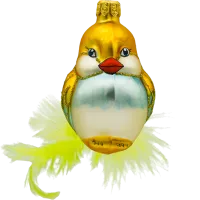 Bombka choinkowa szklana: Gołębica z piórkami: żółta