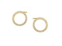 Delikatne pozłacane srebrne kolczyki kółka kółeczka z cyrkoniami srebro 925 Z1461E_G