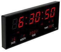 Zegar ścienny LED clock czarny, odcienie czerwieni 36 cm