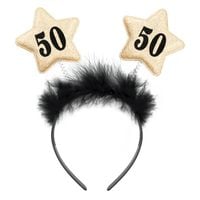 Opaska czarna ze złotymi gwiazdkami 50 urodziny