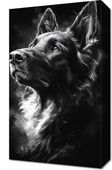 Obraz 30x50cm Portret Zwierząt do Salonu Pokoju | Owczarek | Czarno Białe