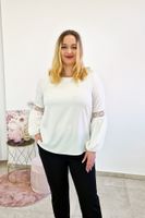 Bluzka Damska z Bufiastymi Rękawami i Koronką 44