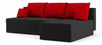 NAROŻNIK MONAKO CZARNY CZERWONY KANAPA Rozkładana Funkcja Spania BONEL