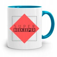 Kubek Błękitny Dla Pszczelarza Super Beekeeper Z Nadrukiem Ze Zdjęciem
