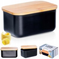 Maselniczka CZARNA bambusowa pojemnik kuchenny na masło do masła