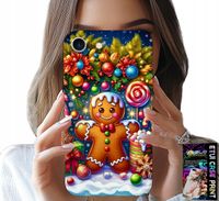 ETUI DO IPHONE 16e - PIERNIK, CUKIERKOWE WZORY ŚWIĘTA + SZKŁO