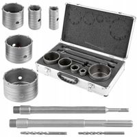 ZESTAW OTWORNIC DO MURU BETONU 9 PCS SDS+SDS MAX KORONKI FREZY FREZÓW