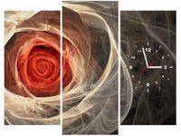 90CM 70 ZEGAR 3 ELEM RÓŻA KTALNA POMARAŃCZ SCIENNY DRUK