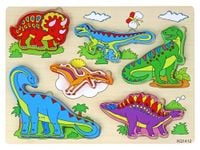 Drewniane Puzzle 3D Dla Dzieci Gra Logiczna Układanka Dinozaury 11 El.