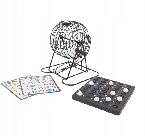 BINGO GRA TOWARZYSKA PLANSZOWA RODZINNA LOTTO DUŻY METALOWY BĘBEN na Arena.pl