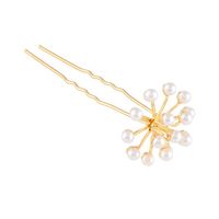 Szpilka do włosów kokówka złota z perełkami