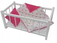 BIAŁE ŁÓŻECZKO dla lalek Z POŚCIELĄ DREWNIANE ŁÓŻECZKO