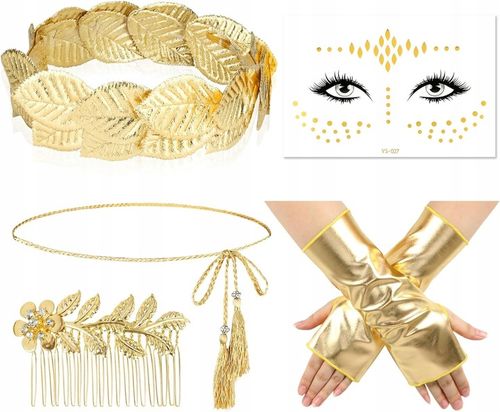 AKCESORIA BOGINI GRECKA RZYMSKA OPASKA ZŁOTA KOLCZYKI ZESTAW KOMPLET na Arena.pl