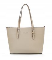 FLORA&CO torebka damska klasyczna sztywna z paskiem  na ramię V048 beżowa