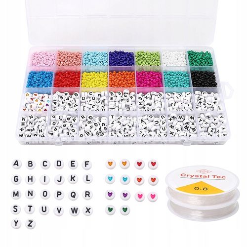 Zestaw do Robienia Tworzenia Bransoletek Koraliki Literki Akcesoria 4200 el na Arena.pl