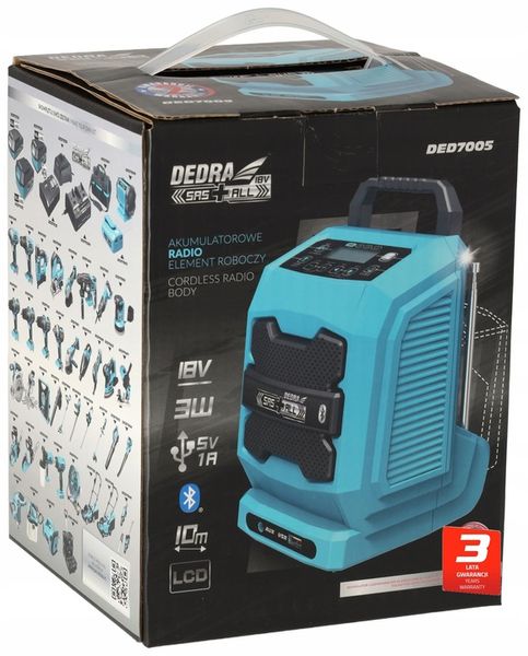 RADIO bluetooth przenośne Głośnik DEDRA SAS+ALL aku 2Ah AUX USB Powerbank zdjęcie 12