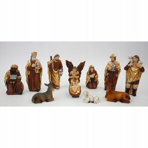 FIGURKI / POSTACIE DO SZOPKI BETLEJEMSKIEJ 10 cm - 11 elementów (złota) na Arena.pl