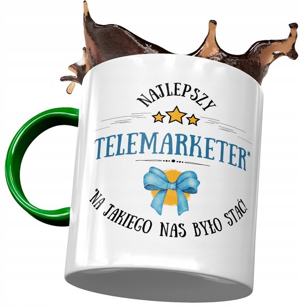 Kubek Zielony Dla Telemarketera Najlepszy Prezent Z Nadrukiem Ze Zdjęciem zdjęcie 1