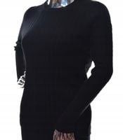 Damski sweter okrągły pod szyję warkocz czarny