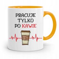 Dla Pracownika Kubek Żółty Pracuje Po Kawie Z Nadrukiem Ze Zdjęciem
