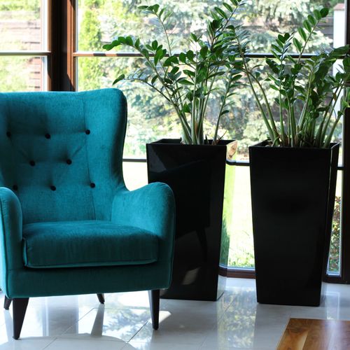 Doniczka wysoka z wkładem połysk antracyt H 465 mm na Arena.pl