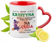 Dla Krystyny Kubek Czerwony Z Uszkiem W Kształcie Serca Na Prezent