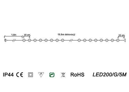 Lampki choinkowe LED200/G/5M multikolor 20m FLASH na Arena.pl