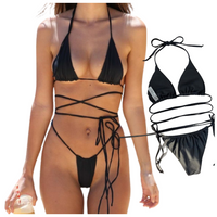 STRÓJ KĄPIELOWY BIKINI NA PLAŻĘ KOSTIUM KĄPIELOWY WIĄZANIA SEXY DO OPALANIA