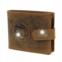STYLOWY MĘSKI PORTFEL Z NATURALNEJ SKÓRY ZNAK ZODIAKU RYBY