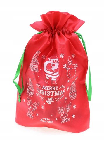 WOREK PREZENTY MIKOŁAJA świąteczny święta CZERWONY ZIELONY torebki 8szt na Arena.pl