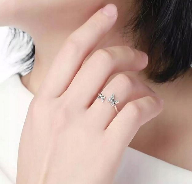 Pierścionek srebrny motyle regulowany +pudełko zdjęcie 4