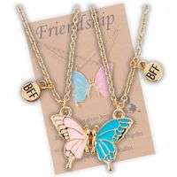 NASZYJNIK PRZYJAŹNI NA MAGNES DLA PRZYJACIÓŁKI MOTYL BFF PREZENT ZESTAW 2x