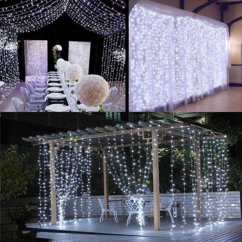 DŁUGIE SOPLE ZEWNĘTRZNE 300LED KURTYNA LAMPKI CHOINKOWE LED BIAŁY ZIMNY 12M na Arena.pl