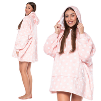 Ciepła Kocobluza 2w1 Oversize XXL Różowa Bluza Koc Sherpa z Kapturem