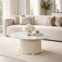 Złoty stolik kawowy Premium z kamiennym blatem o wzorze marmuru 80x80x37