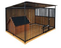 Kojec dla psów 2,5x2m - Uchwyt na miski - ściany zabudowane drewnem GP395