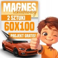 Profesjonalny Magnes 60x100 cm na Samochód - Twoja Reklama LOGO - 2 sztuki
