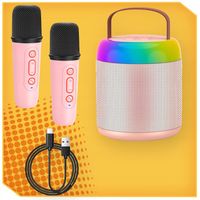 ZESTAW KARAOKE 2 MIKROFONY + GŁOŚNIK BEZPRZEWODOWY BLUETOOTH SUPER DŹWIĘK