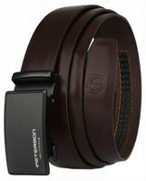 pasek skórzany męski do spodni automat ciemnobrązowy modny