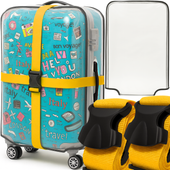 POKROWIEC OCHRONNY + 2X PAS ZABEZPIECZAJĄCY NA WALIZKĘ DO WALIZKI BAGAŻU