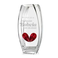 Wazon Szklany z Grawerem Kryształowym Sercem Prezent na Święta Dzień Babci