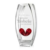 Wazon Szklany z Grawerem Kryształowym Sercem Prezent na Święta Dzień Babci