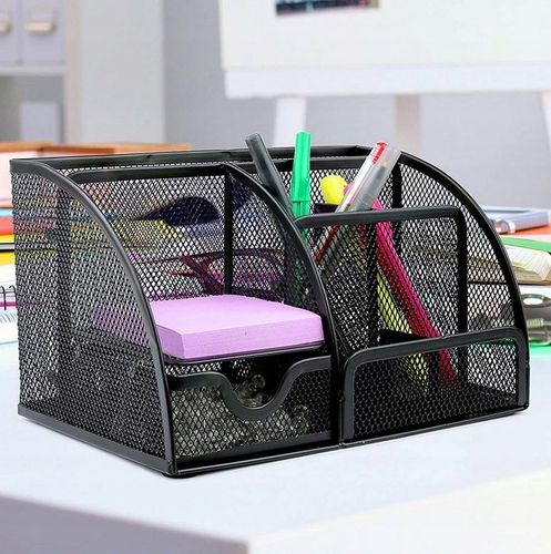 Organizer na Biurko Przybornik na Kredki Pojemnik Szufladka Metalowy Czarny na Arena.pl