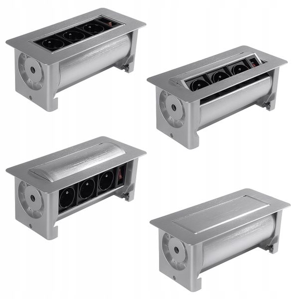 Gniazdo blatowe do biurka wpuszczane obrotowe mediaport 230v SPS-O33S zdjęcie 3