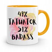 Dla Tatuażystki Tatuażysty Kubek Żółty Na Prezent Z Nadrukiem Ze Zdjęciem